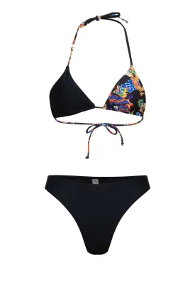 Oriental Print Color Block Bikini #138