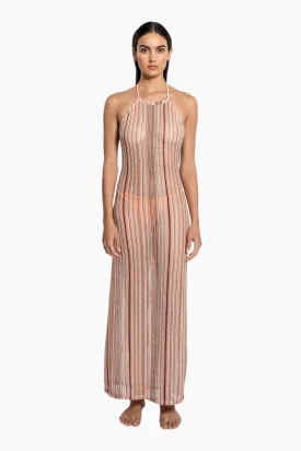 Peixoto Harley Halter Swimsuit Coverup in Sandy Crochet