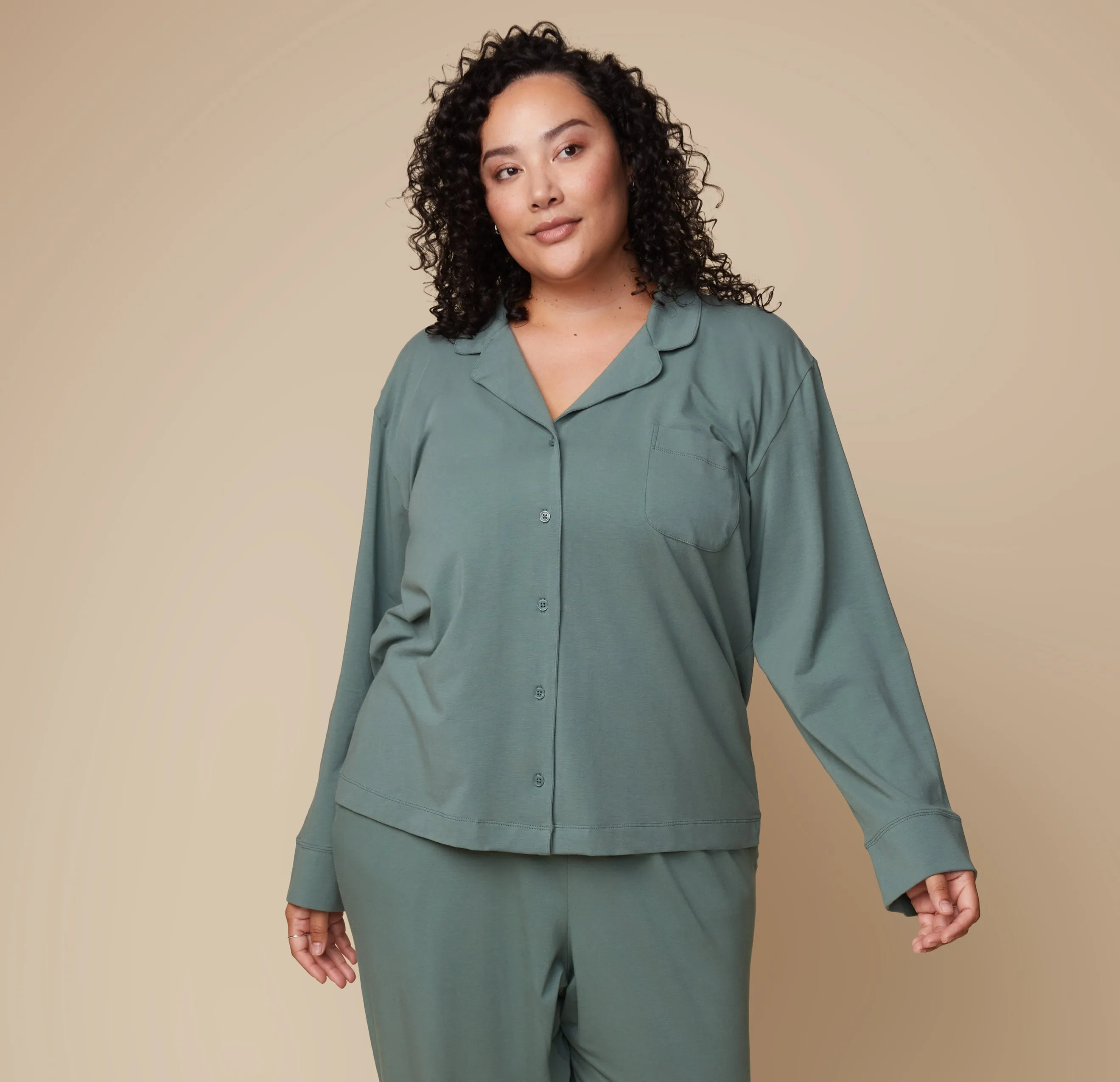 Perfect Pima Long Sleeve PJ Shirt - Rainforest