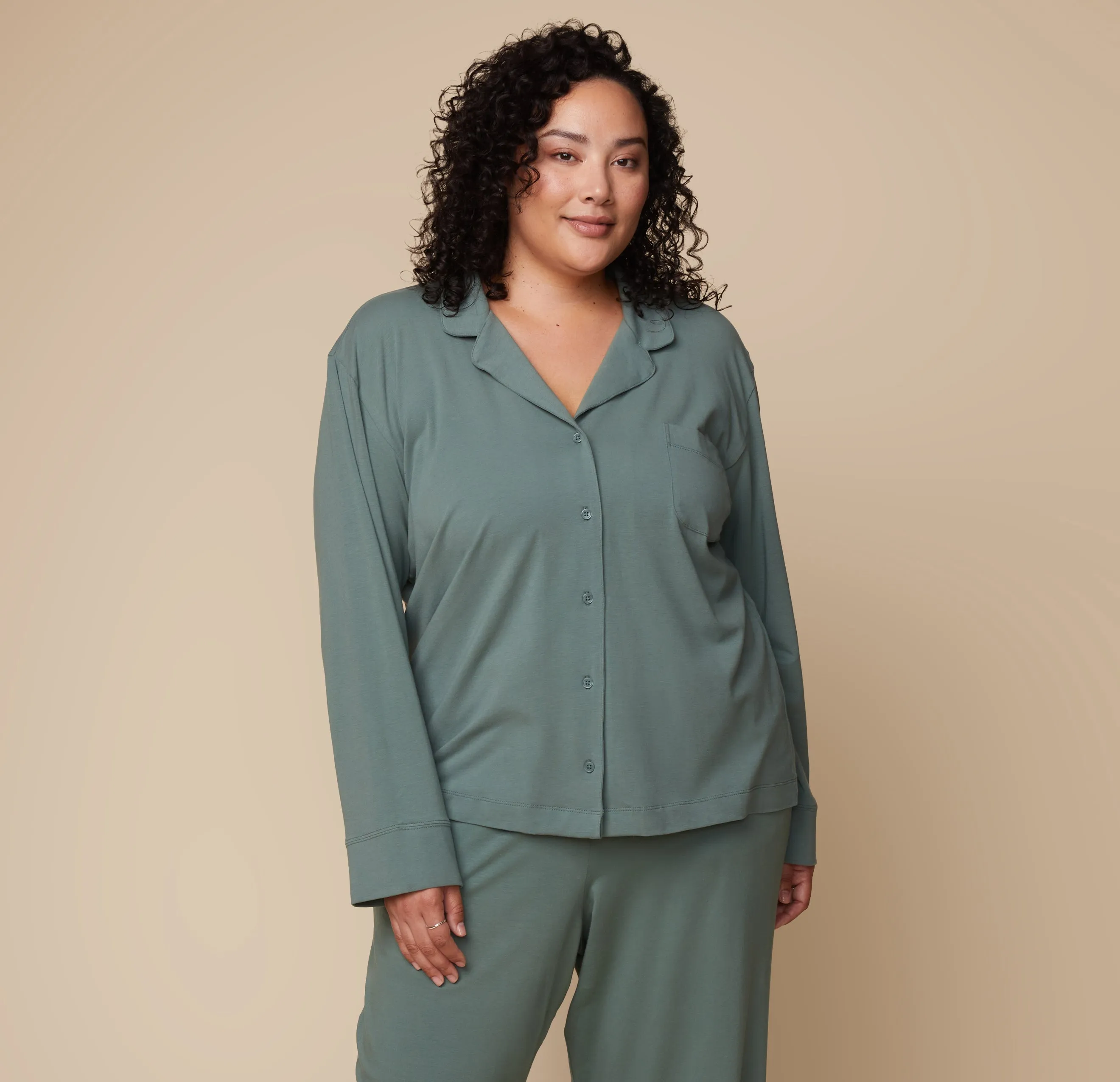 Perfect Pima Long Sleeve PJ Shirt - Rainforest