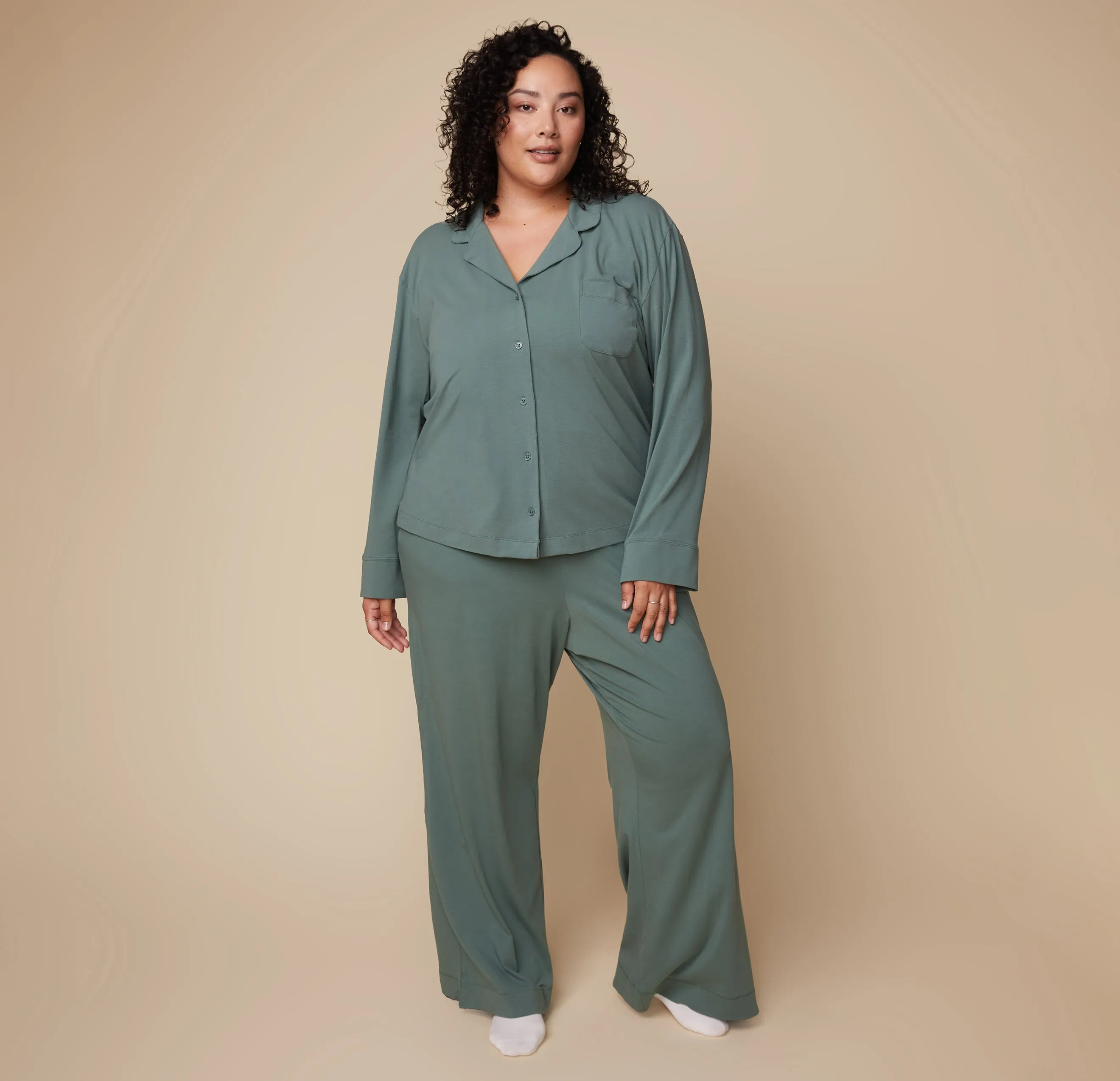 Perfect Pima Long Sleeve PJ Shirt - Rainforest