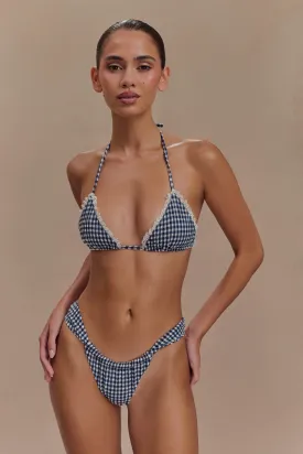 Persephone Gingham Triangle Bikini Top - Navy