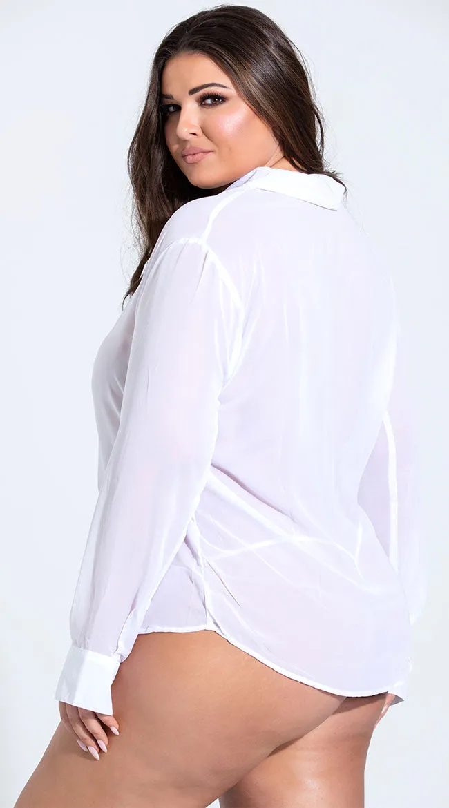 Plus Size French Cuffed Button Down Sleep Shirt