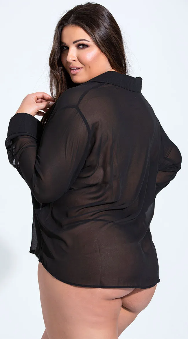 Plus Size French Cuffed Button Down Sleep Shirt
