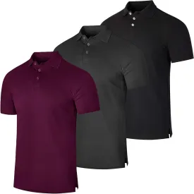 Real Essentials 3 & 4 Pack: Men's Cotton Pique Short Sleeve Polo Shirt - Performance Polo (Available in Big & Tall)