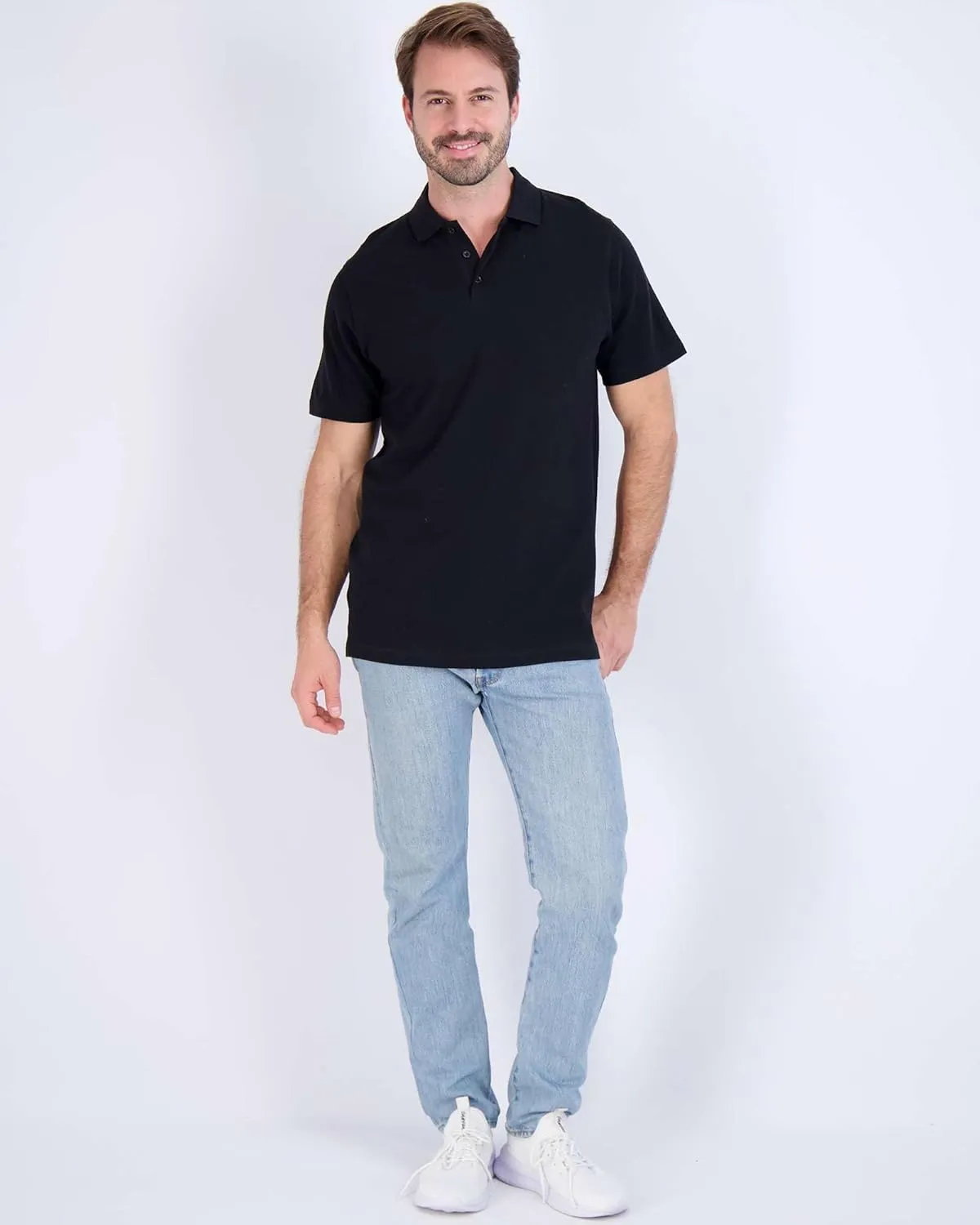 Real Essentials 3 & 4 Pack: Men's Cotton Pique Short Sleeve Polo Shirt - Performance Polo (Available in Big & Tall)