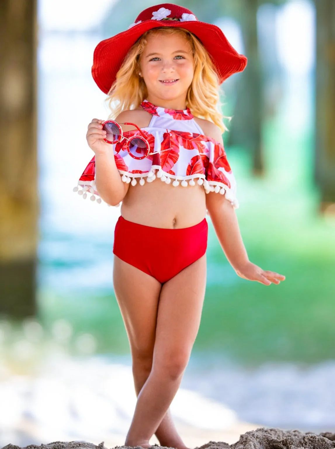 Red Palm Island Two Piece Swimsuit