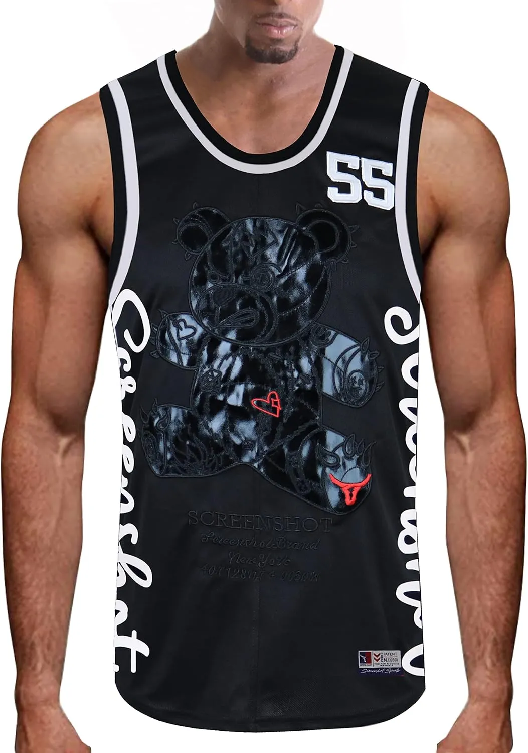 SCREENSHOT Mens Hip-Hop Premium Urban Sreetwear Fashion Jersey Top - NYC Style Basketball Sports Team Color Mesh Tops