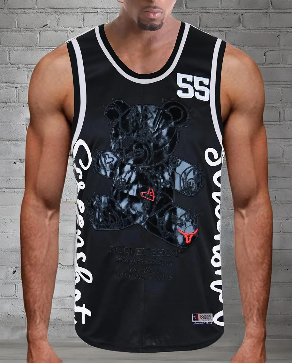 SCREENSHOT Mens Hip-Hop Premium Urban Sreetwear Fashion Jersey Top - NYC Style Basketball Sports Team Color Mesh Tops