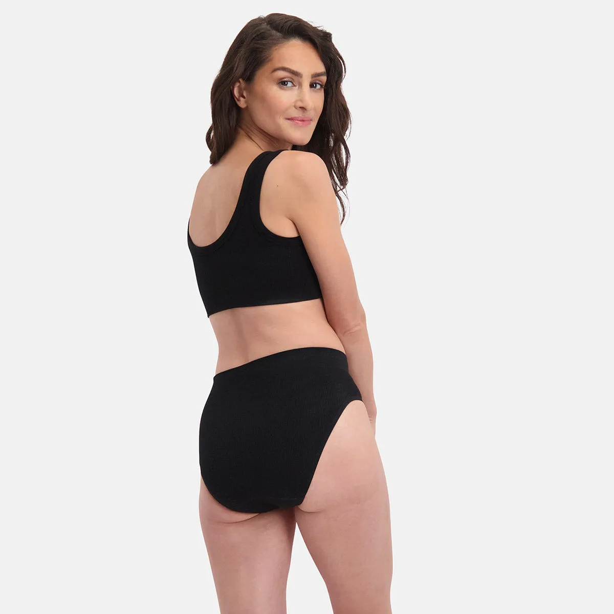 Seamless Rib Full Briefs Rosa (3-pack) - Zwart