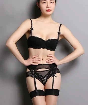 Sexy Lace Half Cup Bra Set - European and American Style Thin Bra
