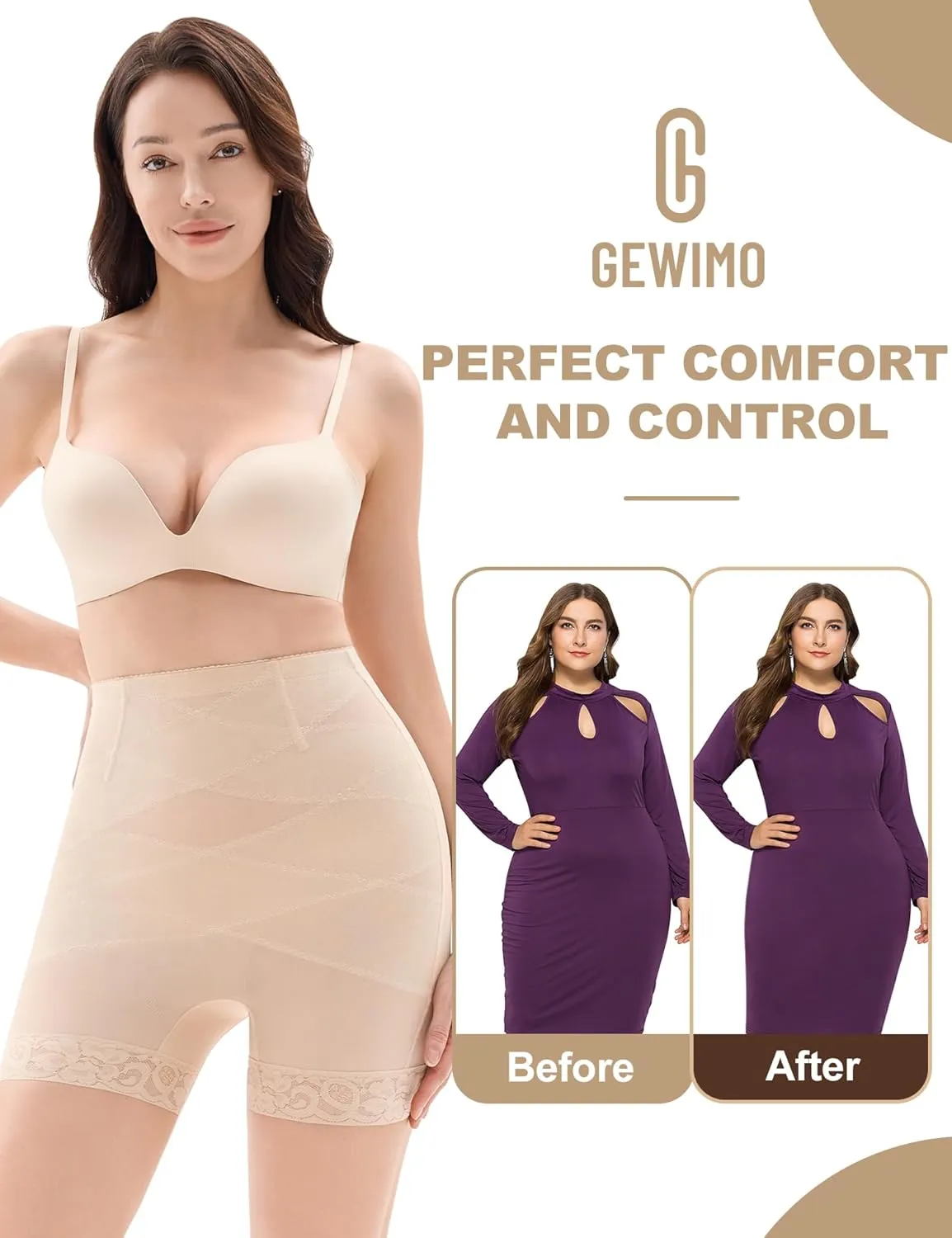 Shapewear Tummy Control Lace Shapewear Shorts High Waisted Butt Lifting Body Shaper Thigh Slimmer Panties Girdle Underwear