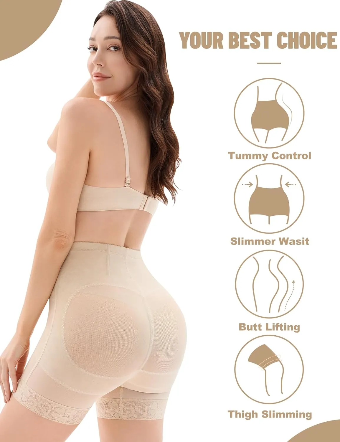 Shapewear Tummy Control Lace Shapewear Shorts High Waisted Butt Lifting Body Shaper Thigh Slimmer Panties Girdle Underwear