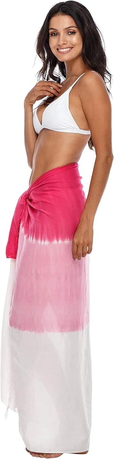 SHU-SHI Sarong Wraps For Women Beach Cover Up Skirt Swimsuit Wrap Pareo Coverups Ombre Tie Dye