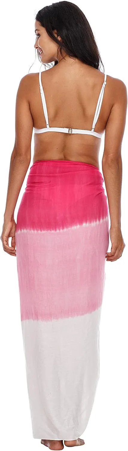 SHU-SHI Sarong Wraps For Women Beach Cover Up Skirt Swimsuit Wrap Pareo Coverups Ombre Tie Dye