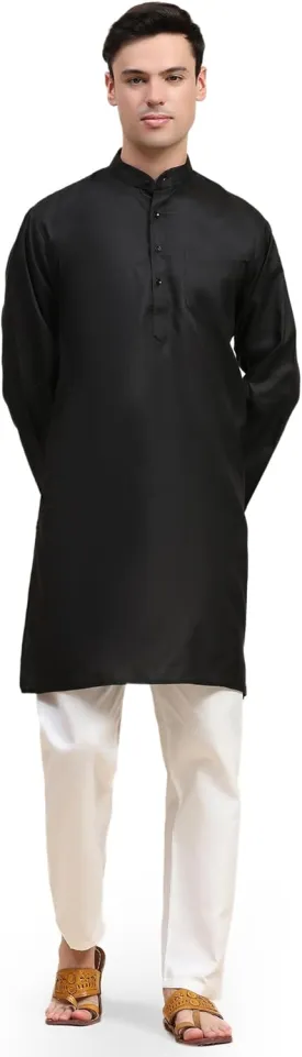 SKAVIJ Men's Cotton Henley Kurta Set Mandarin Collar Regular Fit Long Sleeves Ethnic Dress