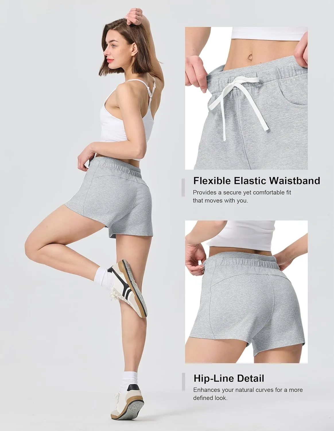 SPECIALMAGIC Women's Casual Sweat Shorts with Pockets 3 Inch Summer Cotton Drawstring Workout Running Lounge Shorts