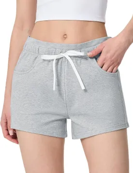 SPECIALMAGIC Women's Casual Sweat Shorts with Pockets 3 Inch Summer Cotton Drawstring Workout Running Lounge Shorts