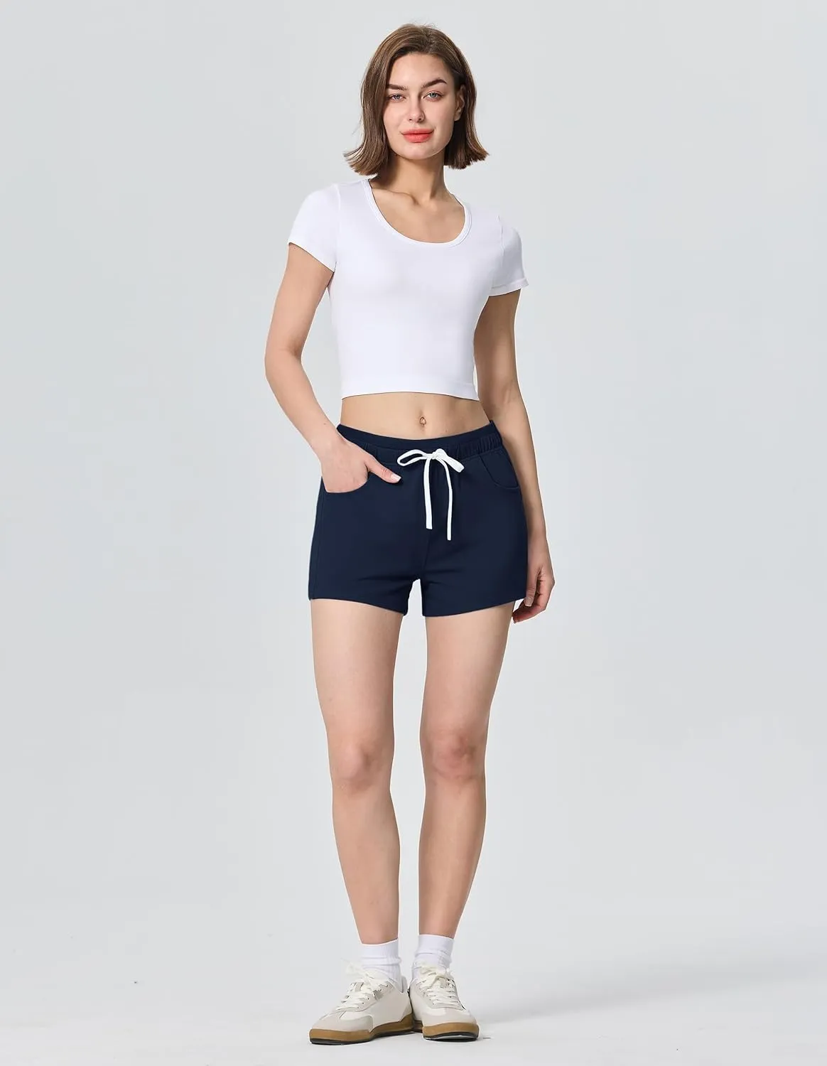 SPECIALMAGIC Women's Casual Sweat Shorts with Pockets 3 Inch Summer Cotton Drawstring Workout Running Lounge Shorts