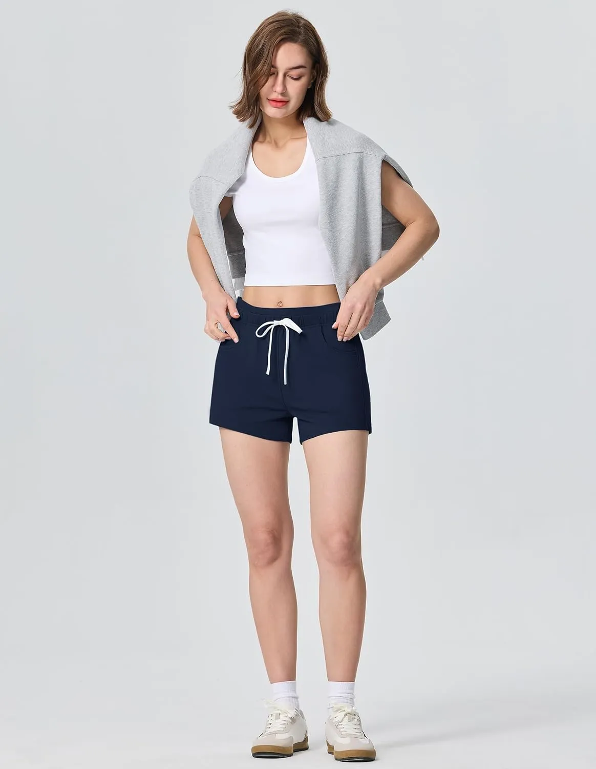 SPECIALMAGIC Women's Casual Sweat Shorts with Pockets 3 Inch Summer Cotton Drawstring Workout Running Lounge Shorts