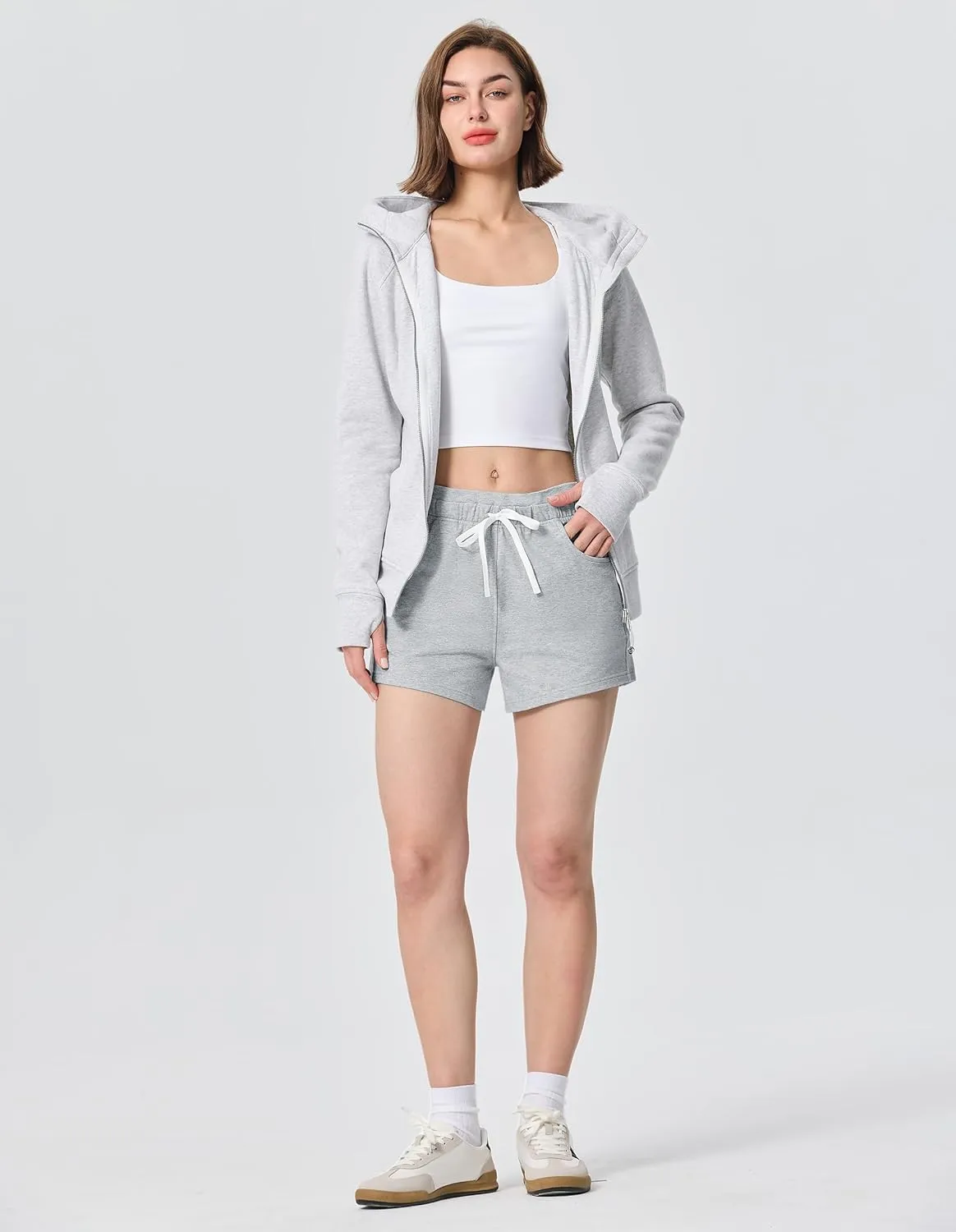 SPECIALMAGIC Women's Casual Sweat Shorts with Pockets 3 Inch Summer Cotton Drawstring Workout Running Lounge Shorts