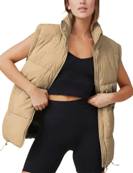 Springrain Womens Oversized Quilted Puffer Vest Padded Warm Winter Jacket with Stand Collar Bubble Puffer Gilet
