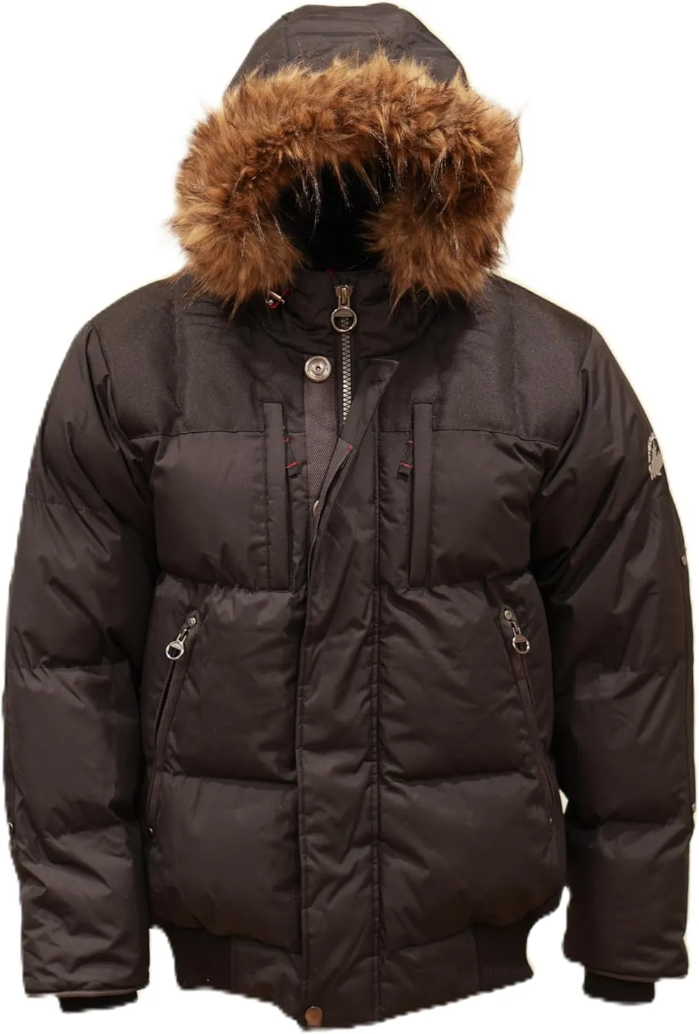 Summit Expedition Mens Bomber Jacket Waterproof Winter Coat with Removable Faux Fur Hood and Lining