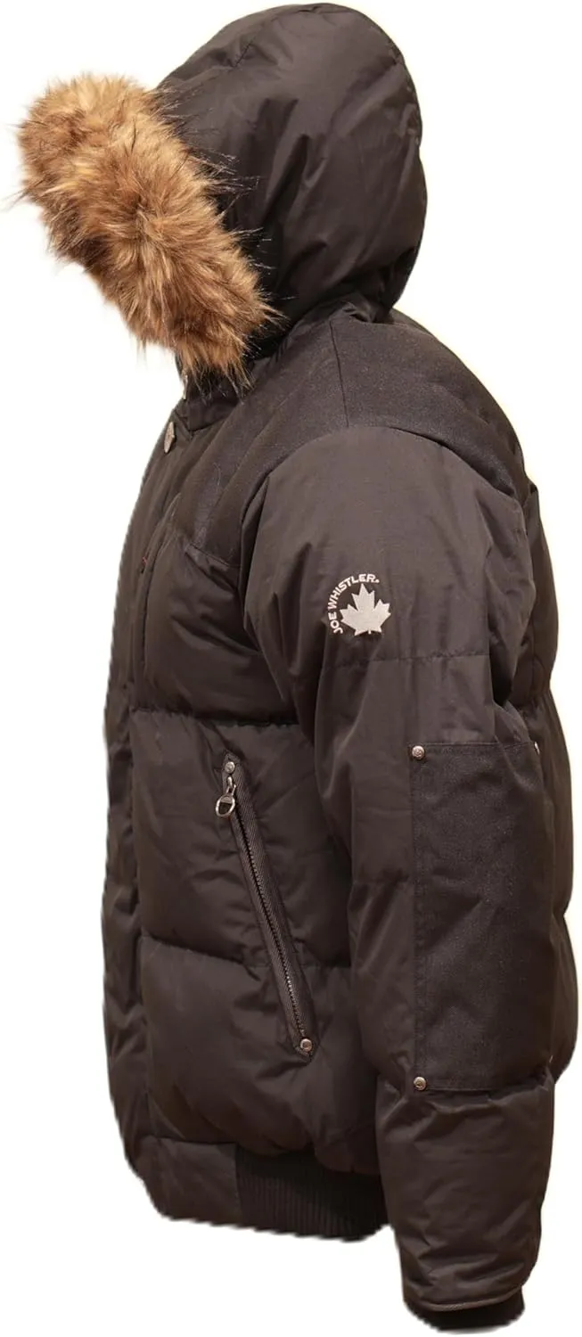 Summit Expedition Mens Bomber Jacket Waterproof Winter Coat with Removable Faux Fur Hood and Lining