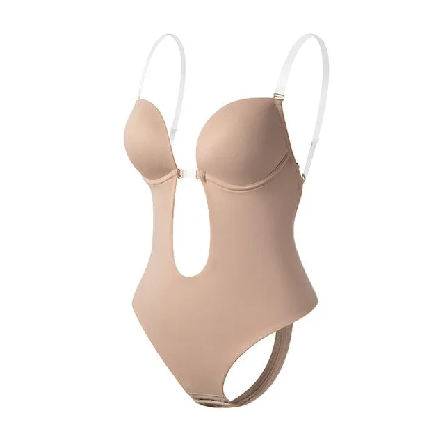 Tantra - Deep V-Neck Bodysuit Shapewear | Women's Backless U Plunge Push Up Shaper