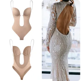 Tantra - Deep V-Neck Bodysuit Shapewear | Women's Backless U Plunge Push Up Shaper