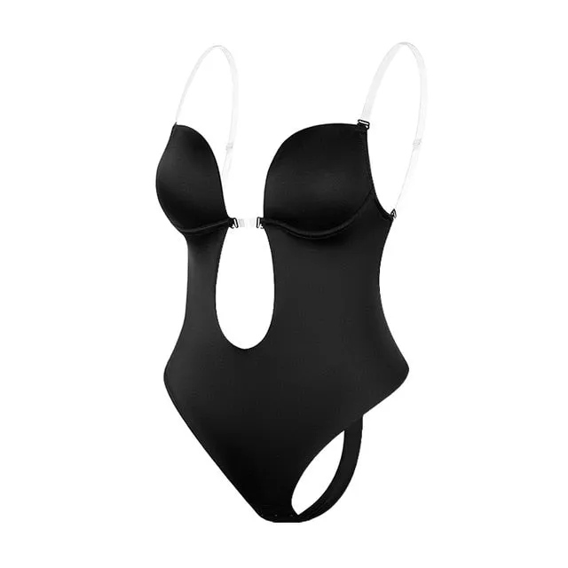 Tantra - Deep V-Neck Bodysuit Shapewear | Women's Backless U Plunge Push Up Shaper