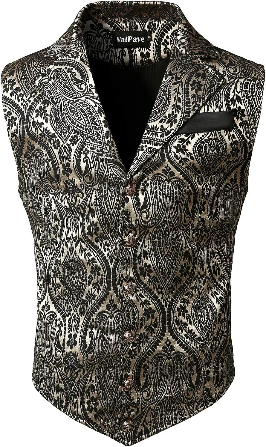 VATPAVE Mens Victorian Suit Vest Steampunk Gothic Waistcoat