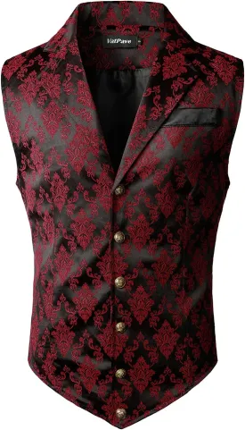 VATPAVE Mens Victorian Suit Vest Steampunk Gothic Waistcoat