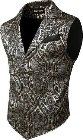 VATPAVE Mens Victorian Suit Vest Steampunk Gothic Waistcoat