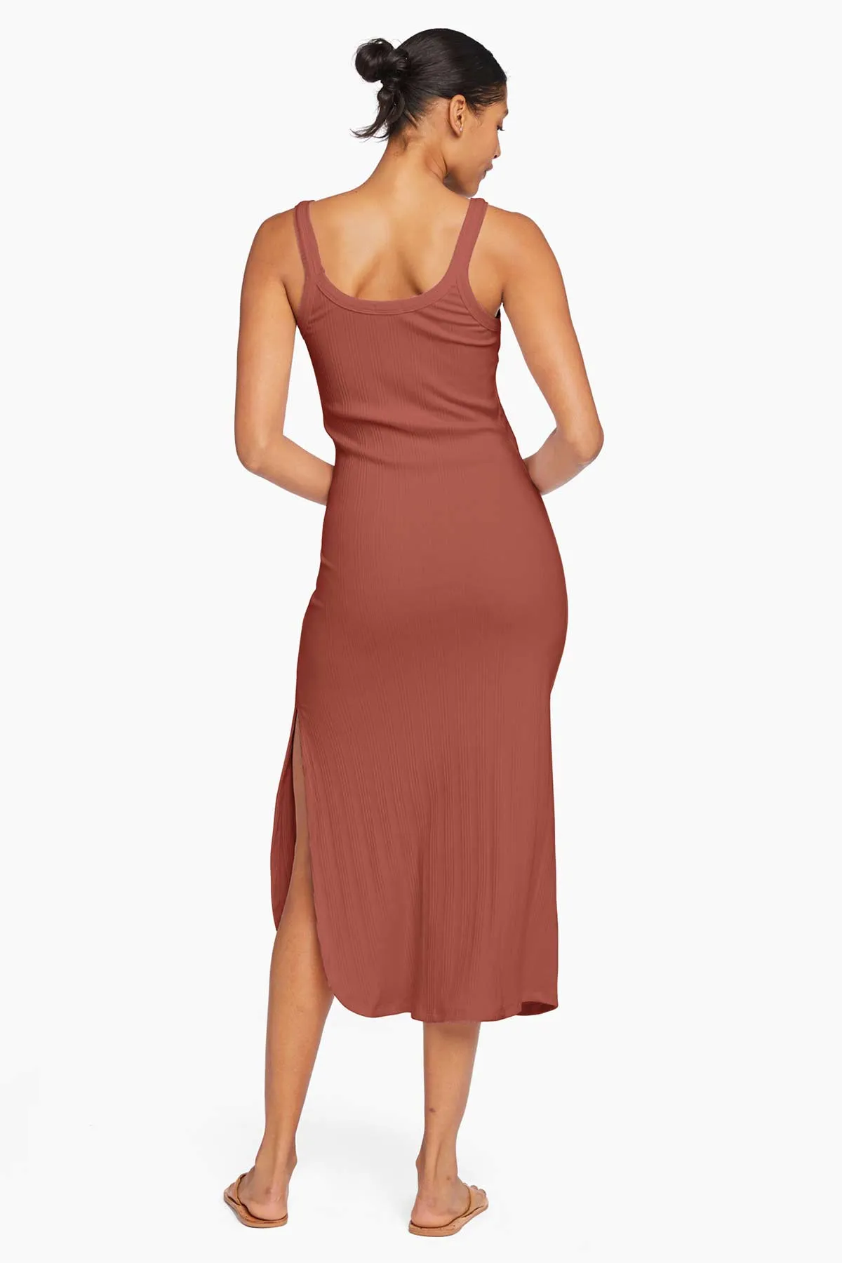 West Organic Rib Tank Dress - Copper Brown Organic Rib
