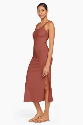 West Organic Rib Tank Dress - Copper Brown Organic Rib