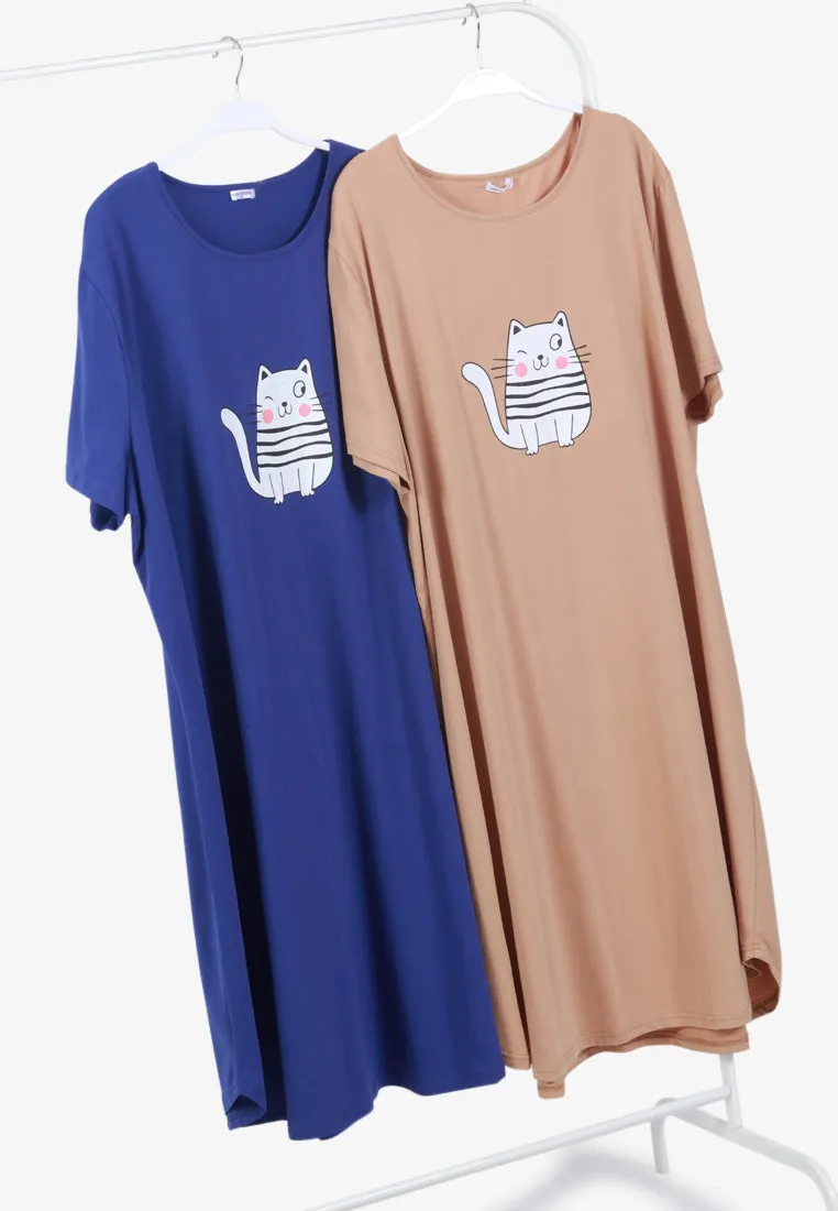 Winkcat Cotton Jersey Sleep Dress - Blue
