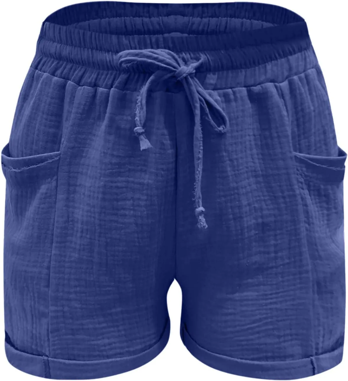 Women Comfy Drawstring Casual Shorts with Pockets Elastic Waist Trendy Summer Loose Lounge Wide Leg Beach Shorts