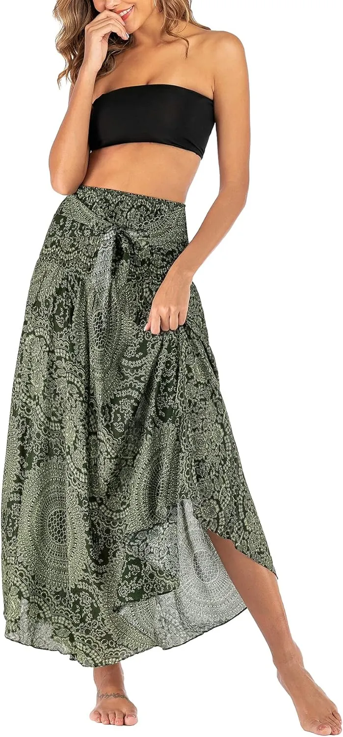 Womens Boho Skirt Long Skirts Hippie Clothes for Women with Tie