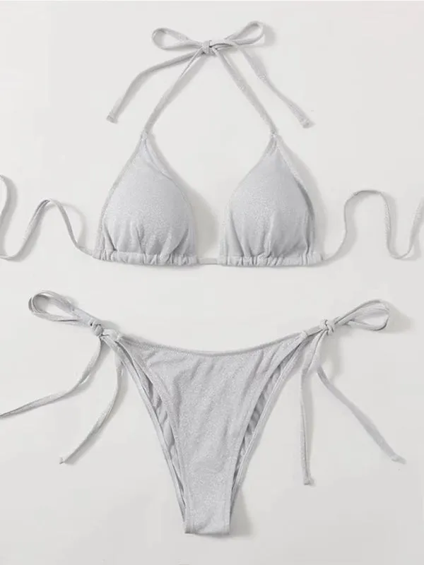 Women's Sexy Shimmer Triangle Tie Bikini