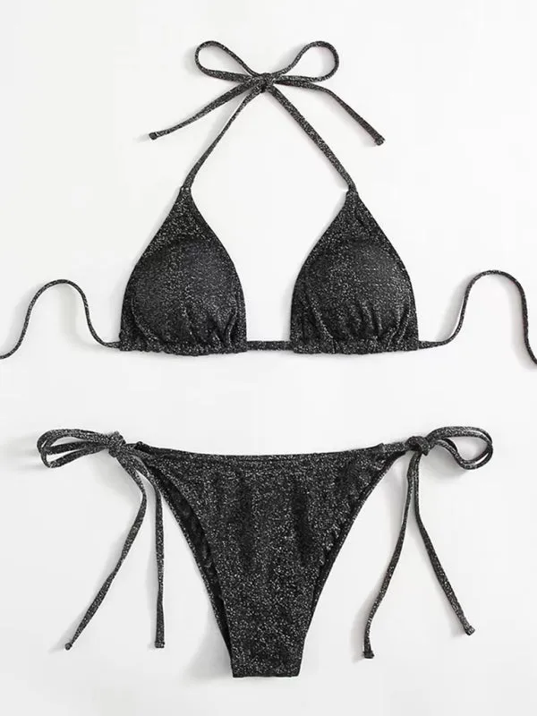Women's Sexy Shimmer Triangle Tie Bikini