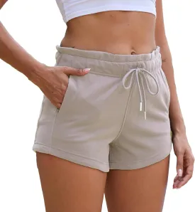 Womens Summer Sweat Shorts Cotton French Terry Drawstring Workout Casual Lounge Shorts with Pockets
