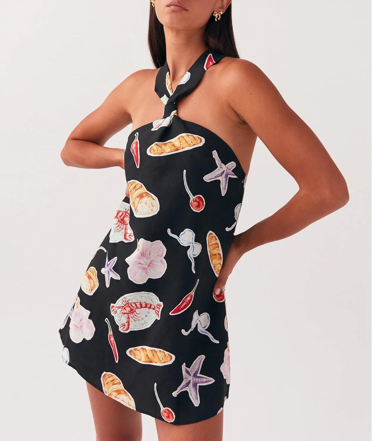 Y2k Women Floral Halter Mini Dress Sexy Tie Up Backless Sleeveless Bodycon Cami Short Dresses Aesthetic Summer