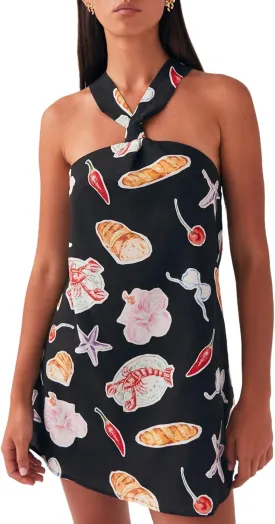 Y2k Women Floral Halter Mini Dress Sexy Tie Up Backless Sleeveless Bodycon Cami Short Dresses Aesthetic Summer